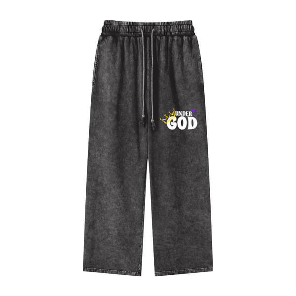 Acid Wash Straight Leg Trousers - 360 GSM