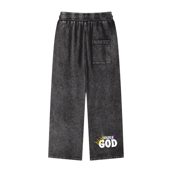 Acid Wash Straight Leg Trousers - 360 GSM